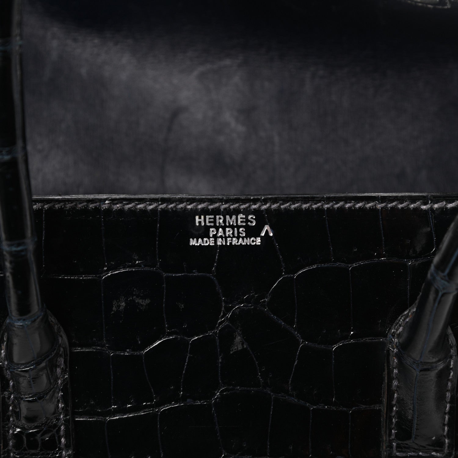 Hermes Shiny Porosus Crocodile Drag 26 Bleu Marine 6 of 10