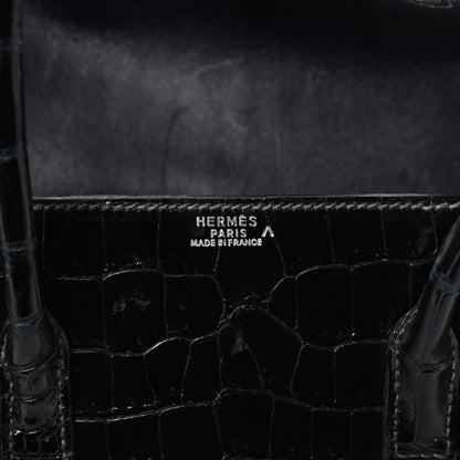 Hermes Shiny Porosus Crocodile Drag 26 Bleu Marine 6 of 10