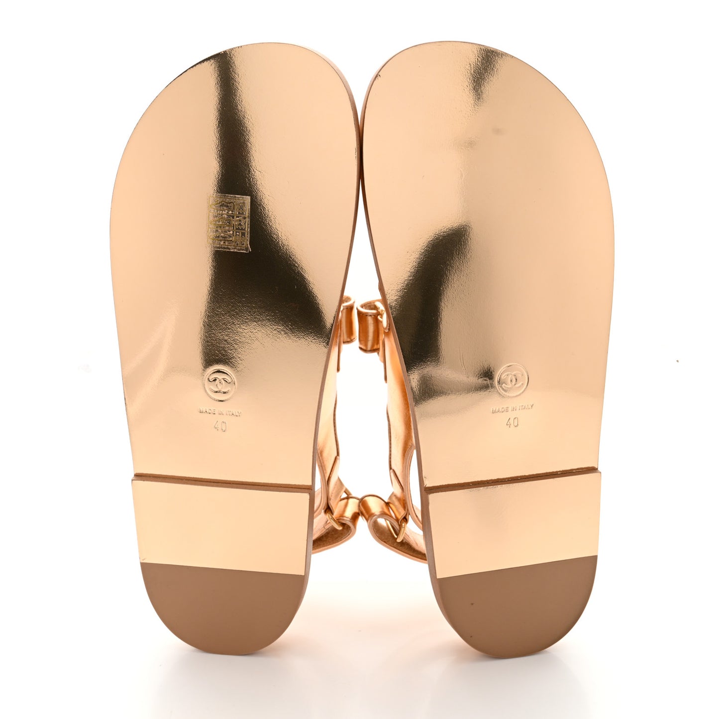 Metallic Laminated Calfskin Velcro Dad Sandals 40 Golden