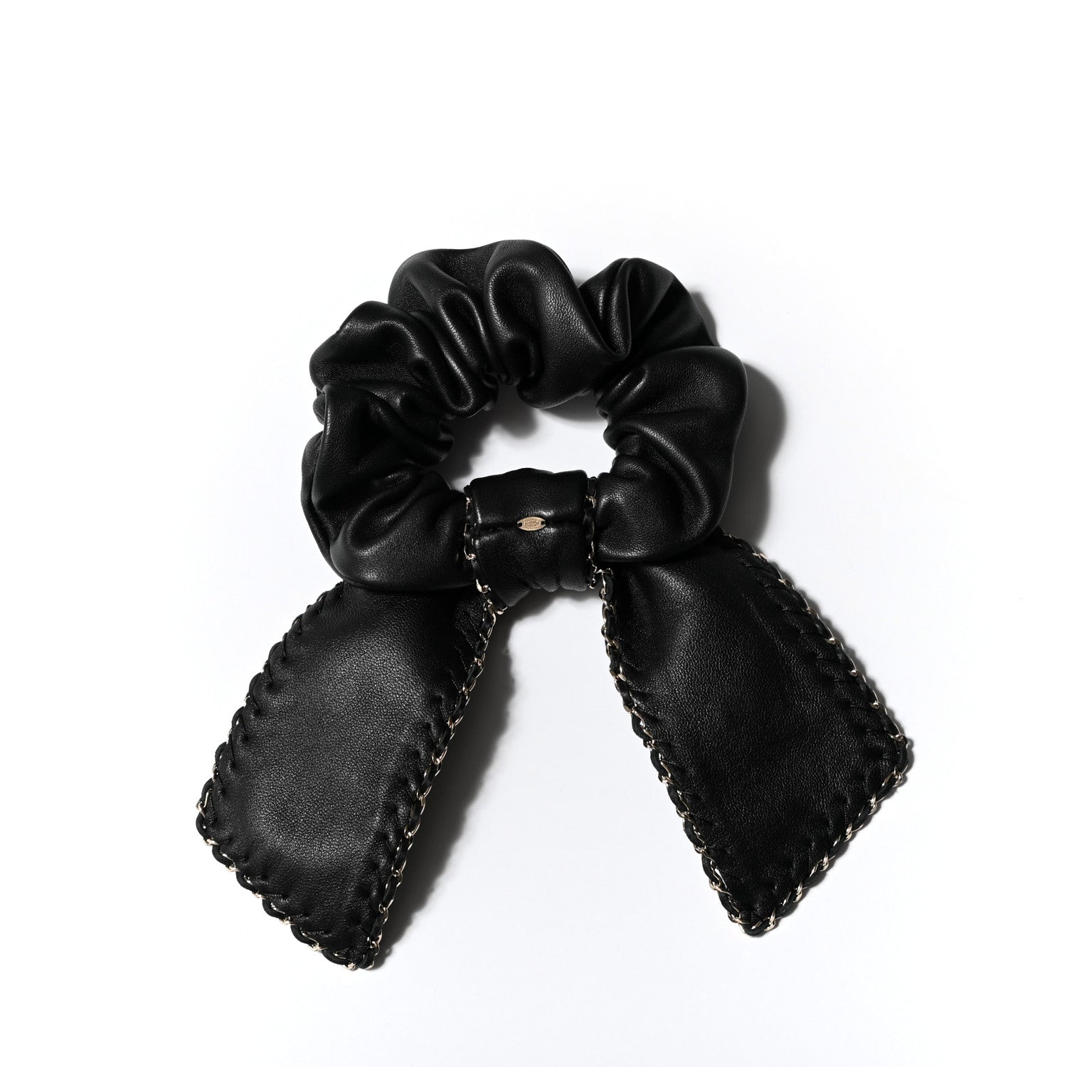 Chanel Lambskin Chain CC Hair Bow Tie Black Gold 2 of 4