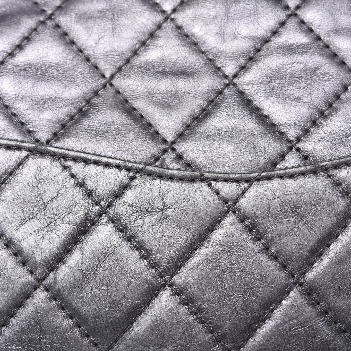 Metallic Aged Calfskin Quilted 2.55 Reissue 226 Flap Dark Silver