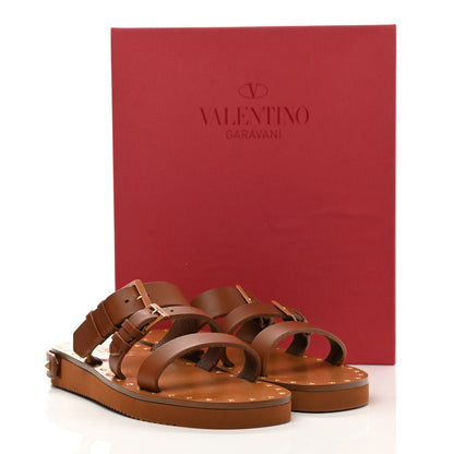 Valentino Garavani Calfskin Buckled Slide Sandals 39 Tan 9 of 9