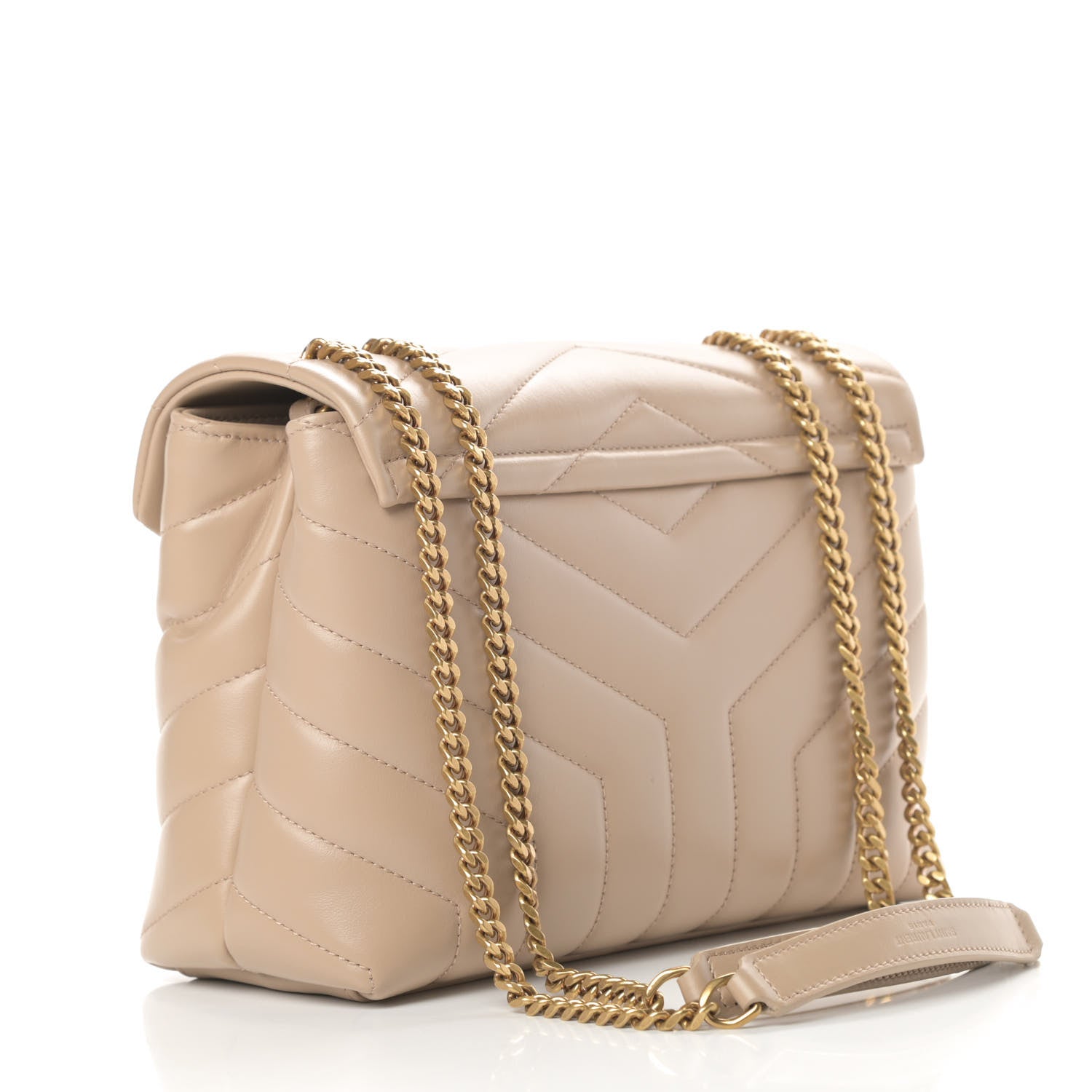 Saint Laurent Calfskin Y Quilted Monogram Small Loulou Chain Satchel Dark Beige 3 of 10
