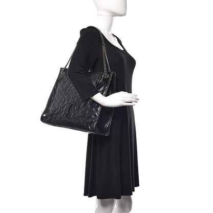 Saint Laurent Crinkled Calfskin Matelasse Monogram Niki Shoulder Bag Black 2 of 10