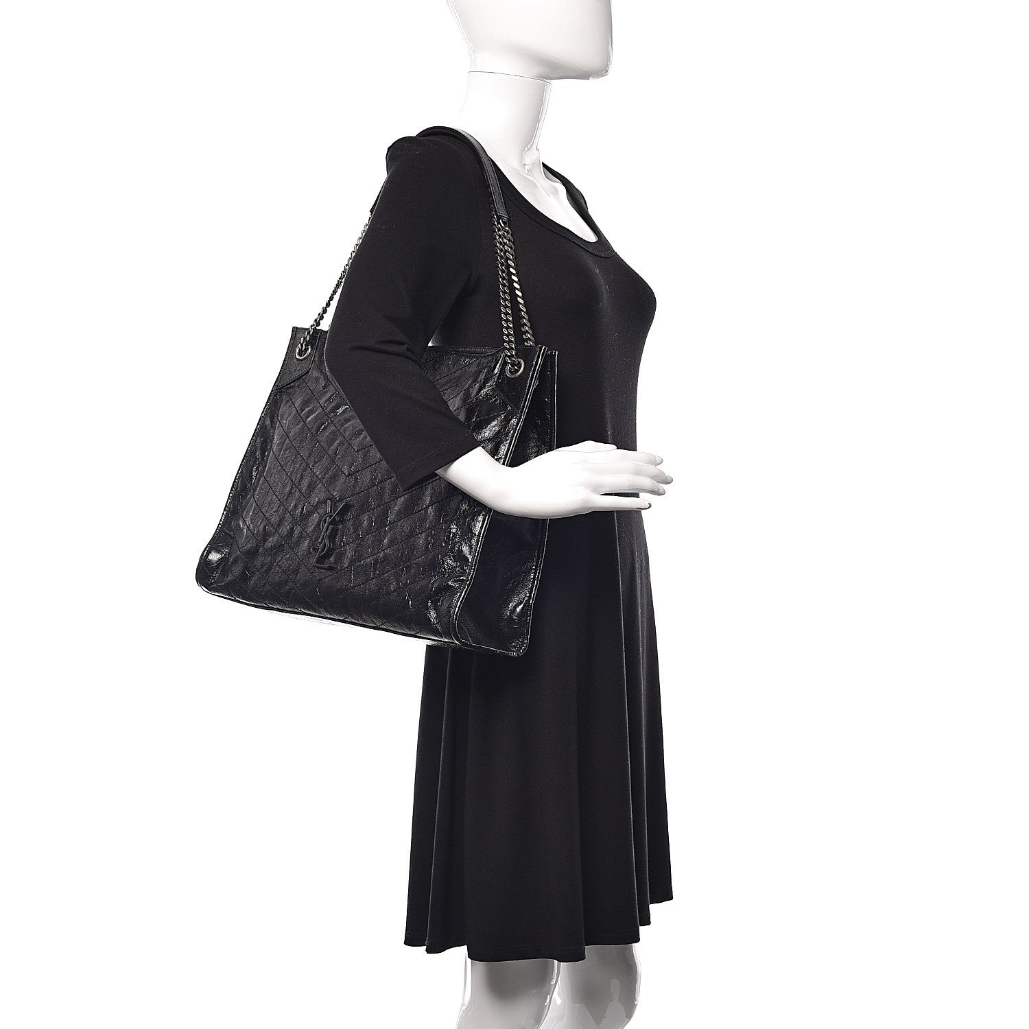 Saint Laurent Crinkled Calfskin Matelasse Monogram Niki Shoulder Bag Black 2 of 10