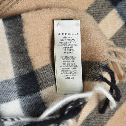 Burberry Cashmere Classic Check Fringe Scarf Camel 5 of 5