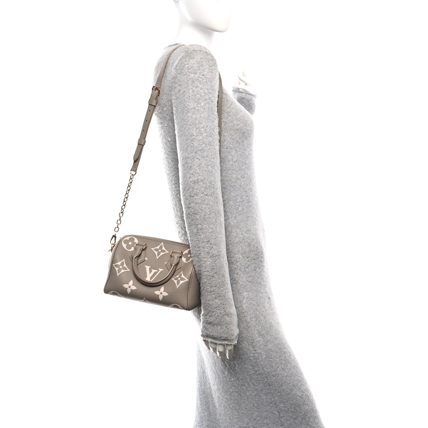Louis Vuitton Empreinte Monogram Giant Speedy Bandouliere 20 Creme Beige 2 of 11