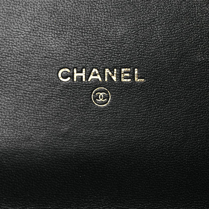 Chanel Lambskin Quilted CC Pearl Enamel Clutch on Chain WOC Black 6 of 13