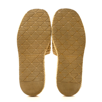 Prada Raffia Metal Triangle Logo Woven Flatform 35mm Slide Sandals 39 Naturale 5 of 10