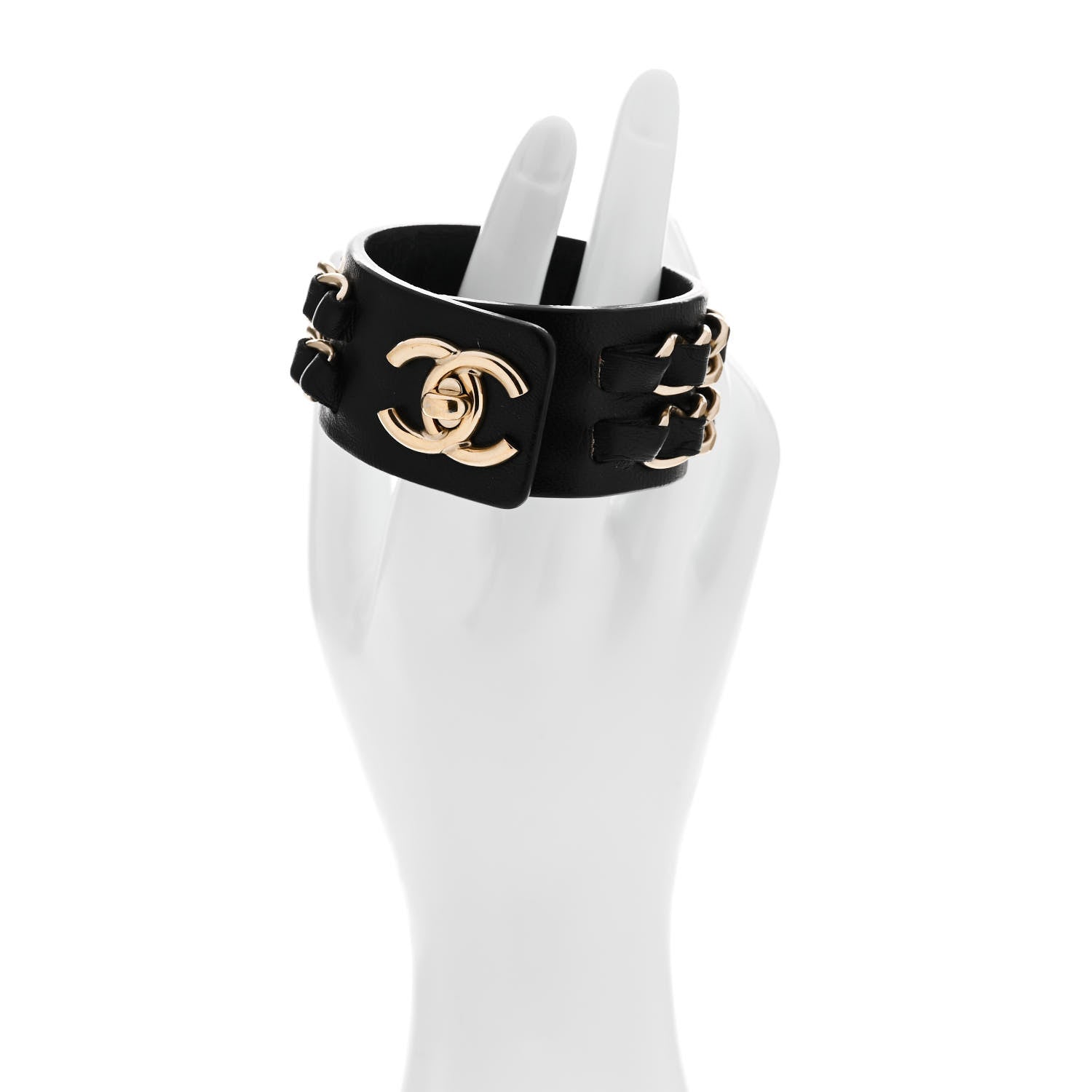 Chanel Lambskin CC Chain Turnlock Bracelet M Black 2 of 4