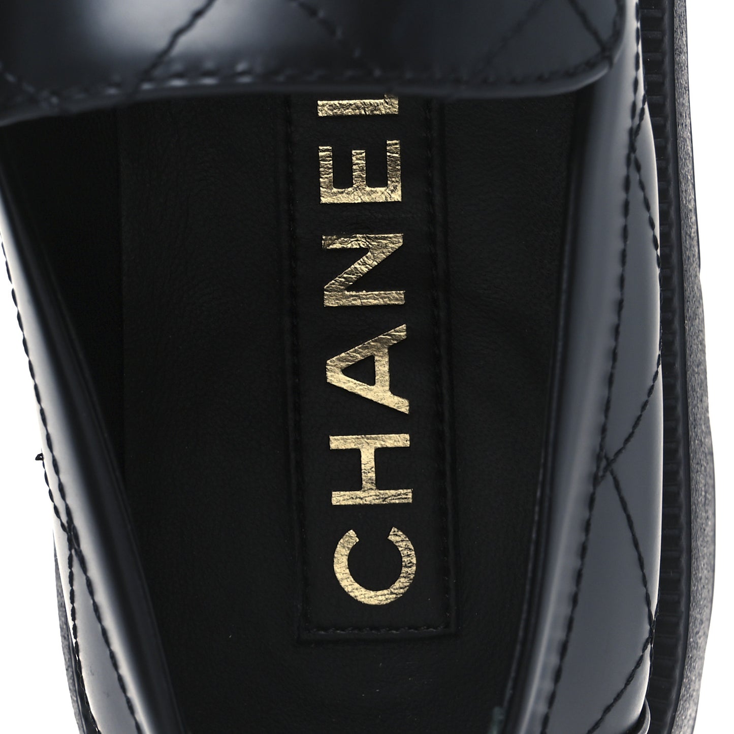 Calfskin Stitched CC Loafers 37 Black