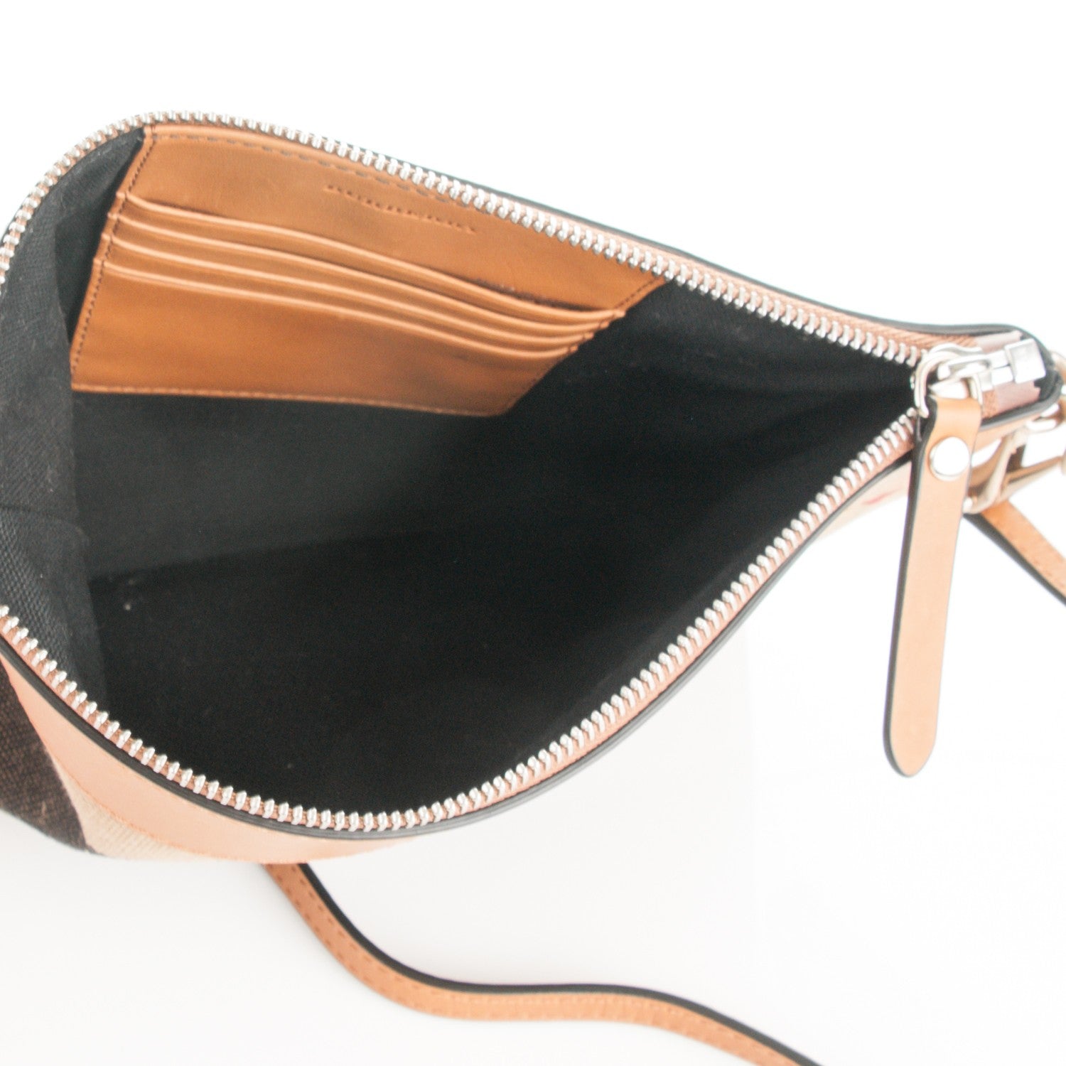 Burberry Mega Check Heart Print Peyton Crossbody Clutch Bag Tan 5 of 9