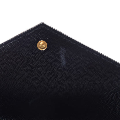 Saint Laurent Grain De Poudre Matelasse Chevron Monogram Chain Wallet Black 7 of 8