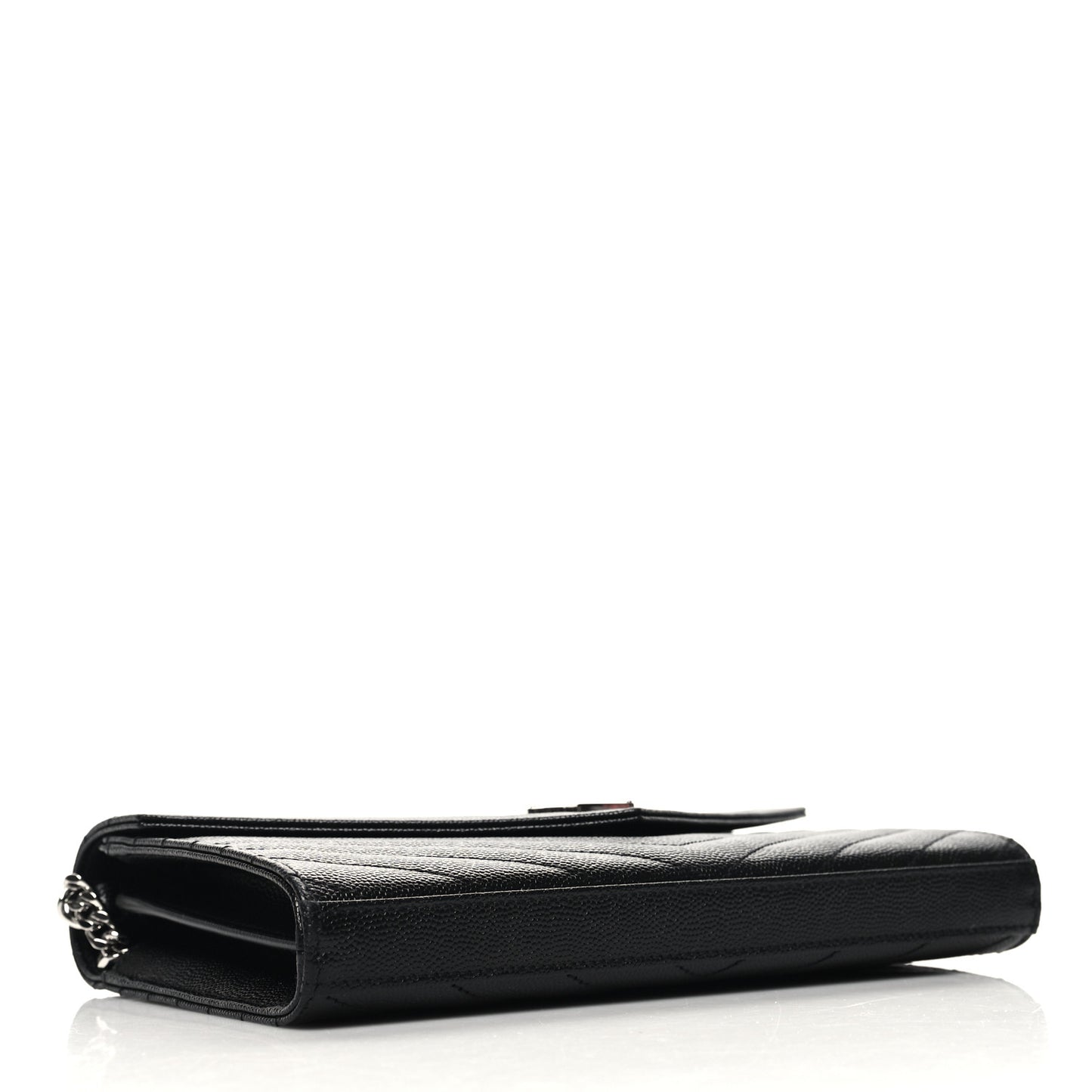 Grain De Poudre Matelasse Chevron Monogram Chain Wallet Black