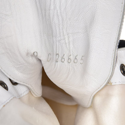 Chanel Canvas Lace Up Wedge Boots 37.5 White Black 5 of 13