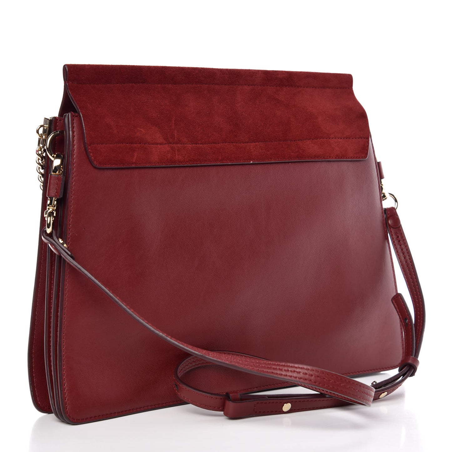Calfskin Suede Medium Faye Shoulder Bag Plum Purple
