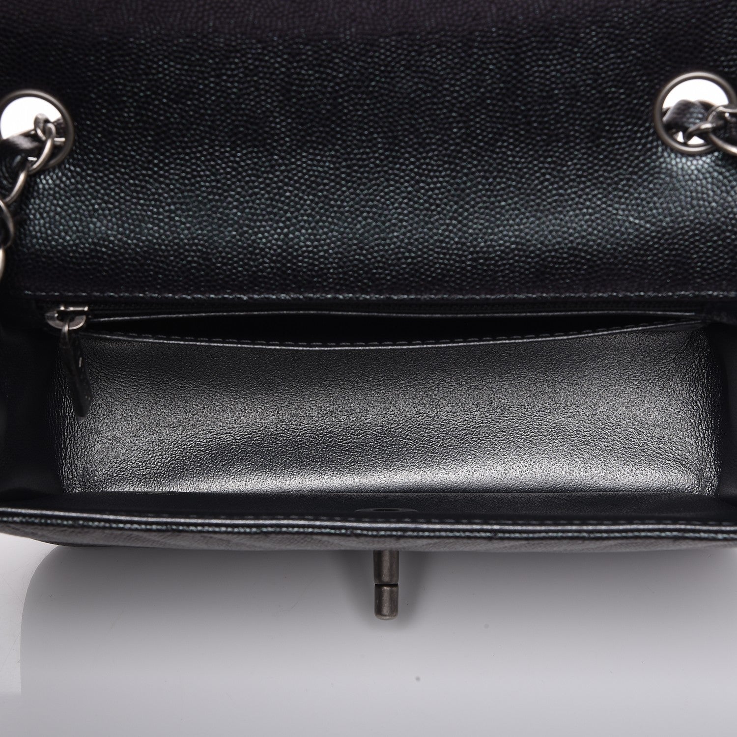 Chanel Metallic Caviar Chevron Quilted Mini Rectangular Flap Black 5 of 8