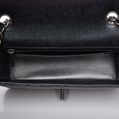 Chanel Metallic Caviar Chevron Quilted Mini Rectangular Flap Black 5 of 8