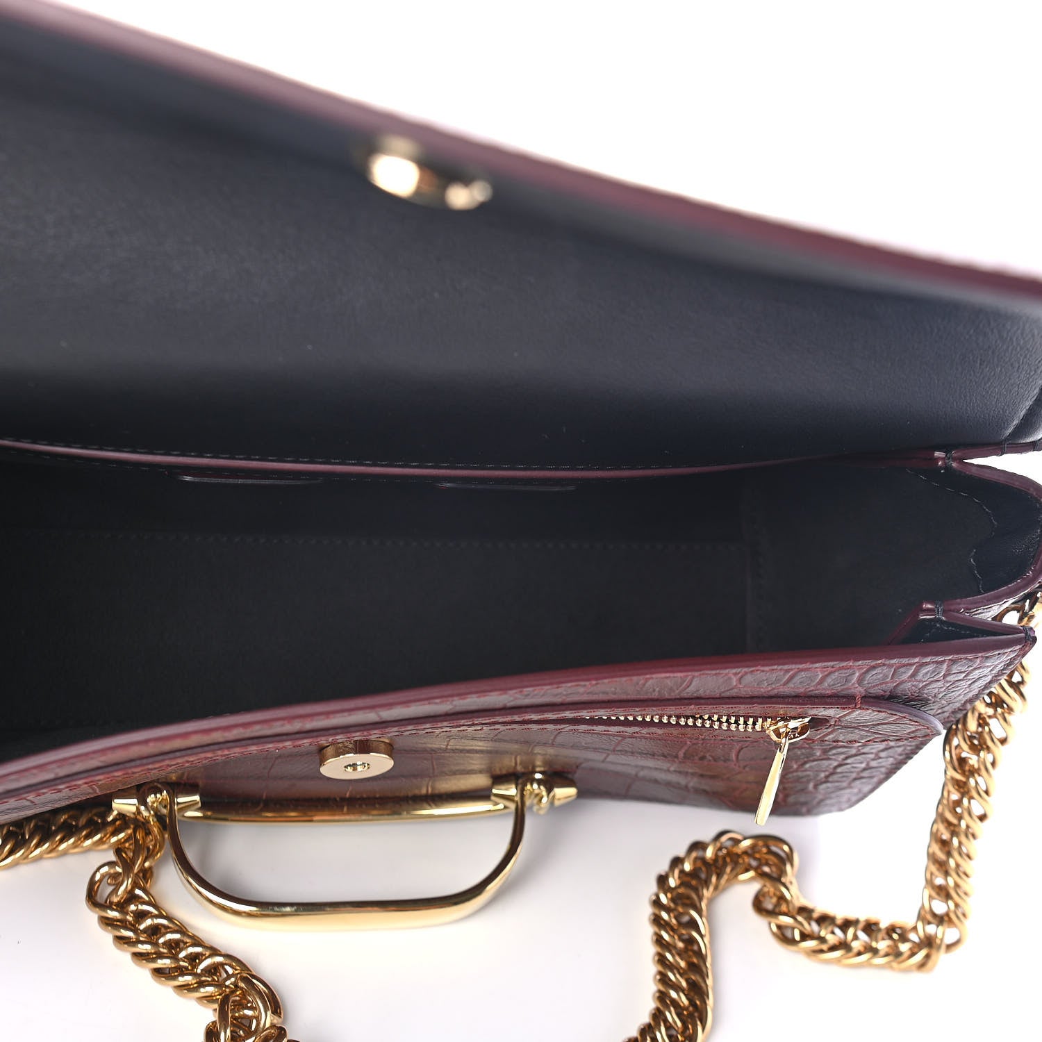 Alexander McQueen Calfskin Crocodile Embossed The Story Shoulder Bag Oxblood 4 of 4
