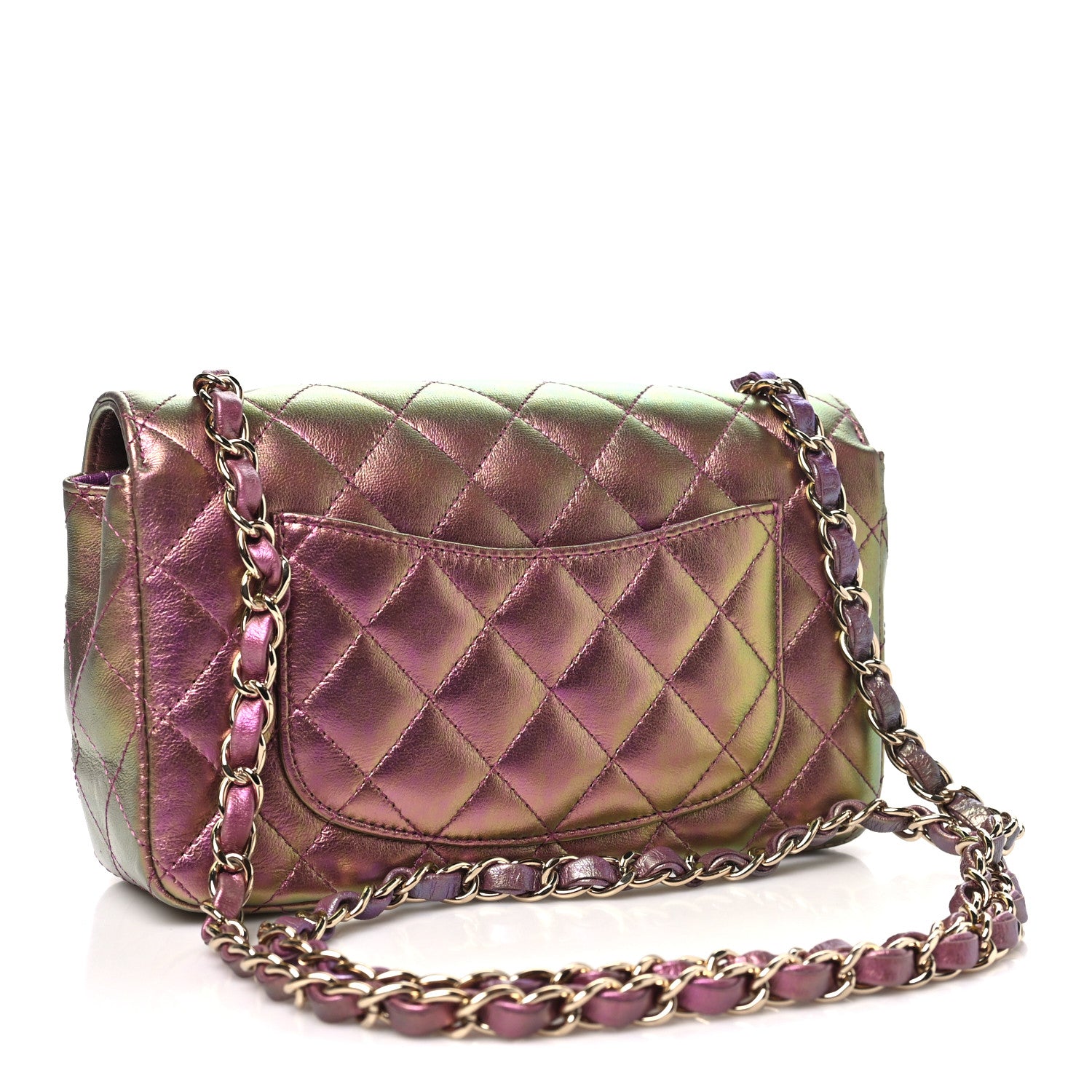 Chanel Iridescent Lambskin Quilted Mini Rectangular Flap Purple 3 of 11