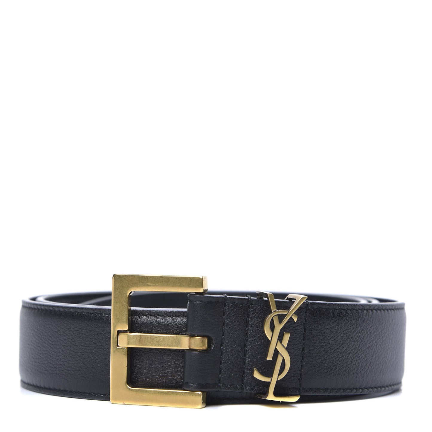 Smooth Calfskin Monogram Square Buckle Belt 95 38 Black