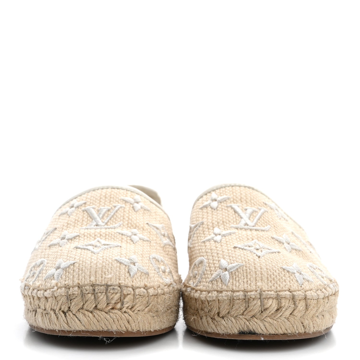 Louis Vuitton Canvas Monogram Starboard Espadrille Flats 37 Beige White 3 of 12