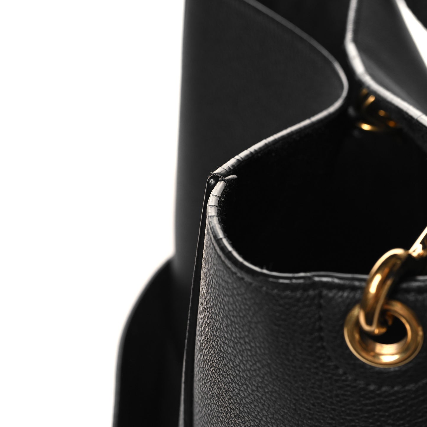 Soft Grained Calfskin Sangle Bucket Bag Black