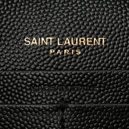 Saint Laurent Grain De Poudre Mixed Matelasse Triquilt Monogram Chain Wallet Black 6 of 11