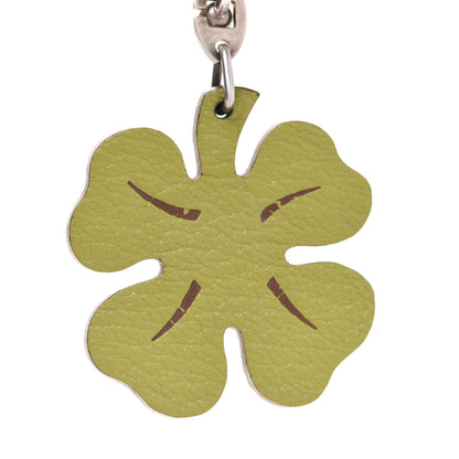 Hermes Chevre Mysore Lucky Clover Key Chain Bag Charm Vert Anis Orange 4 of 5