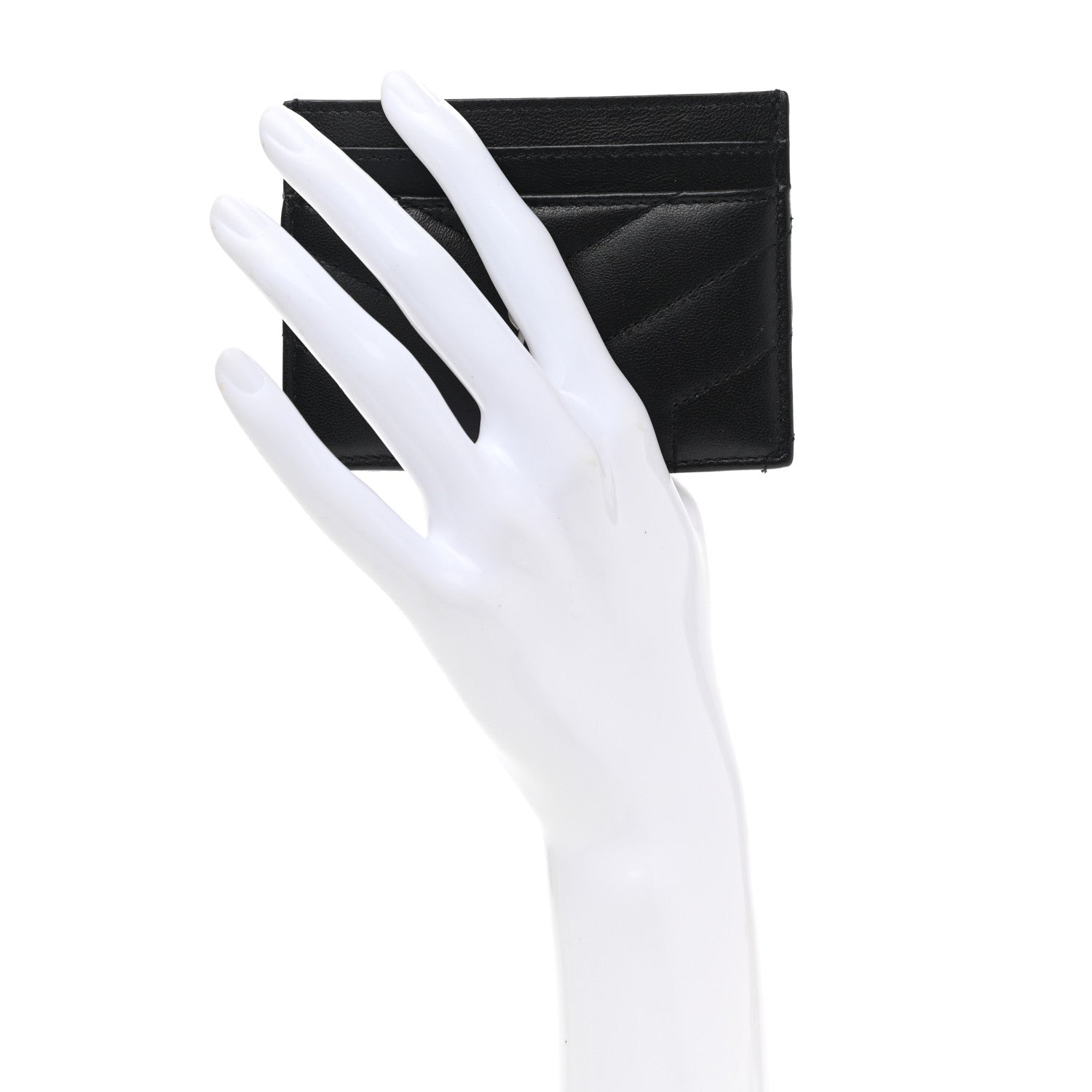 Saint Laurent Calfskin Y Quilted Monogram LouLou Credit Card Case Black 2 of 7