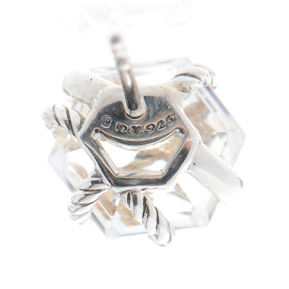 David Yurman Sterling Silver Diamond Crystal 10mm Cable Wrap Earrings 5 of 8