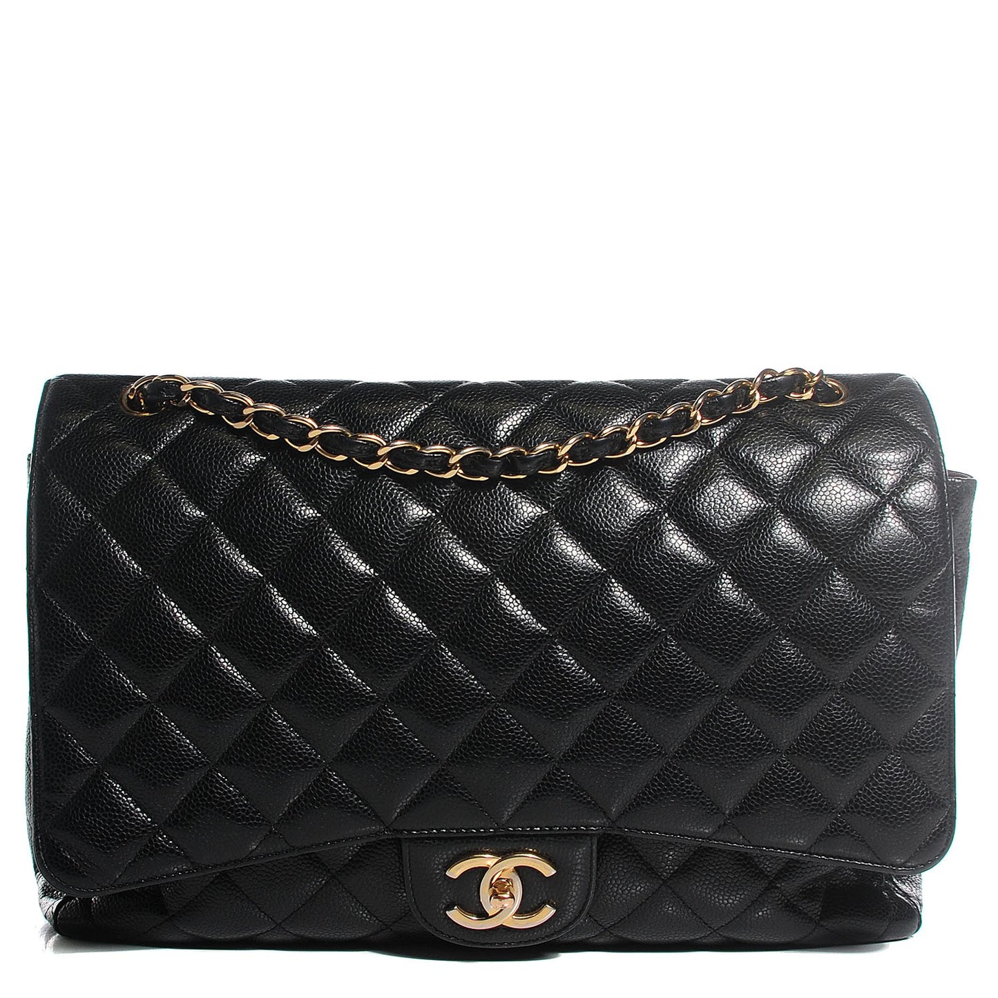 Caviar Quilted Maxi Double Flap Black