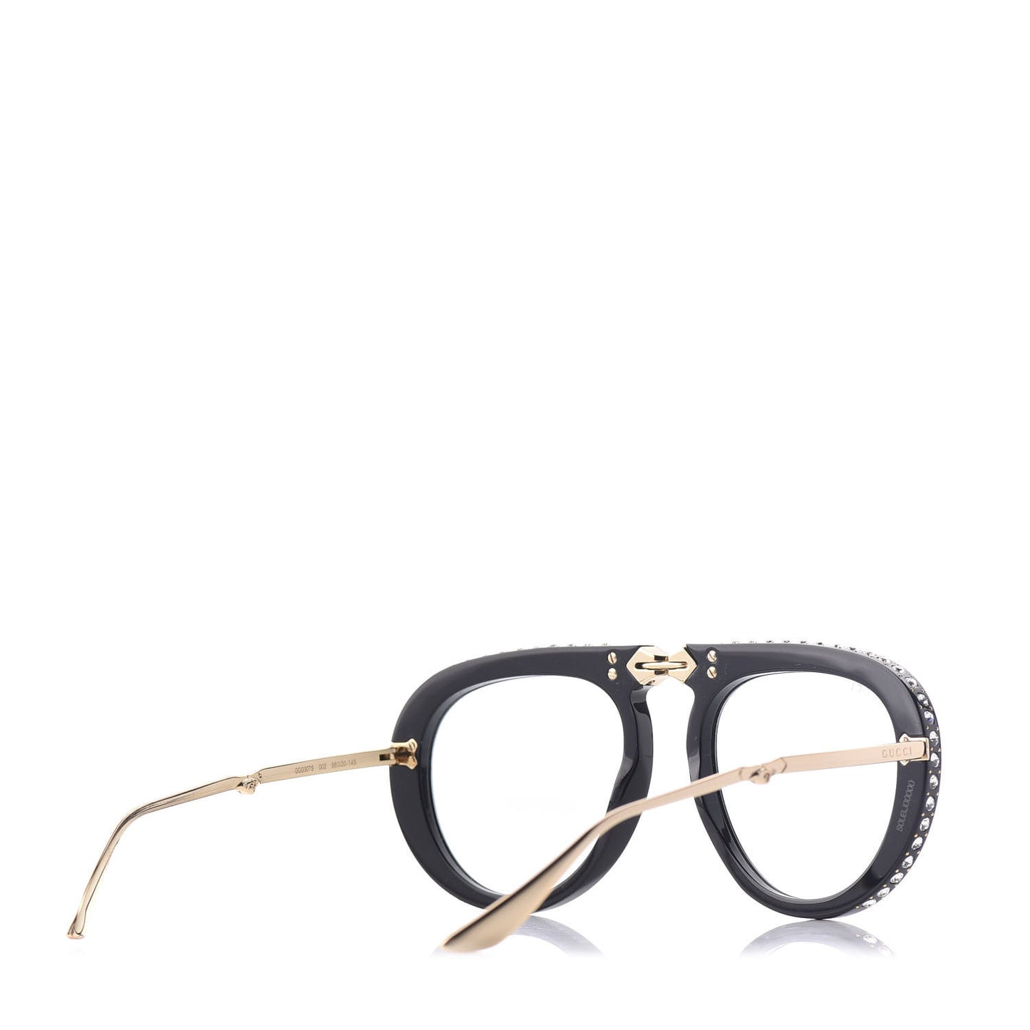 Acetate Crystal Foldable Aviator Sunglasses GG0307S Black