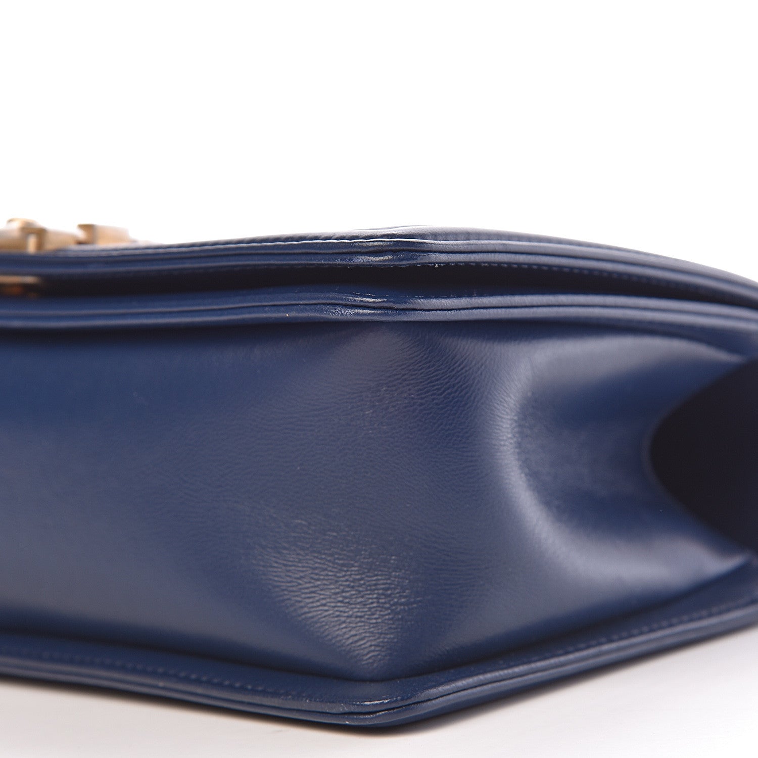 Chanel Calfskin Chevron Medium Boy Flap Dark Navy Blue 14 of 15