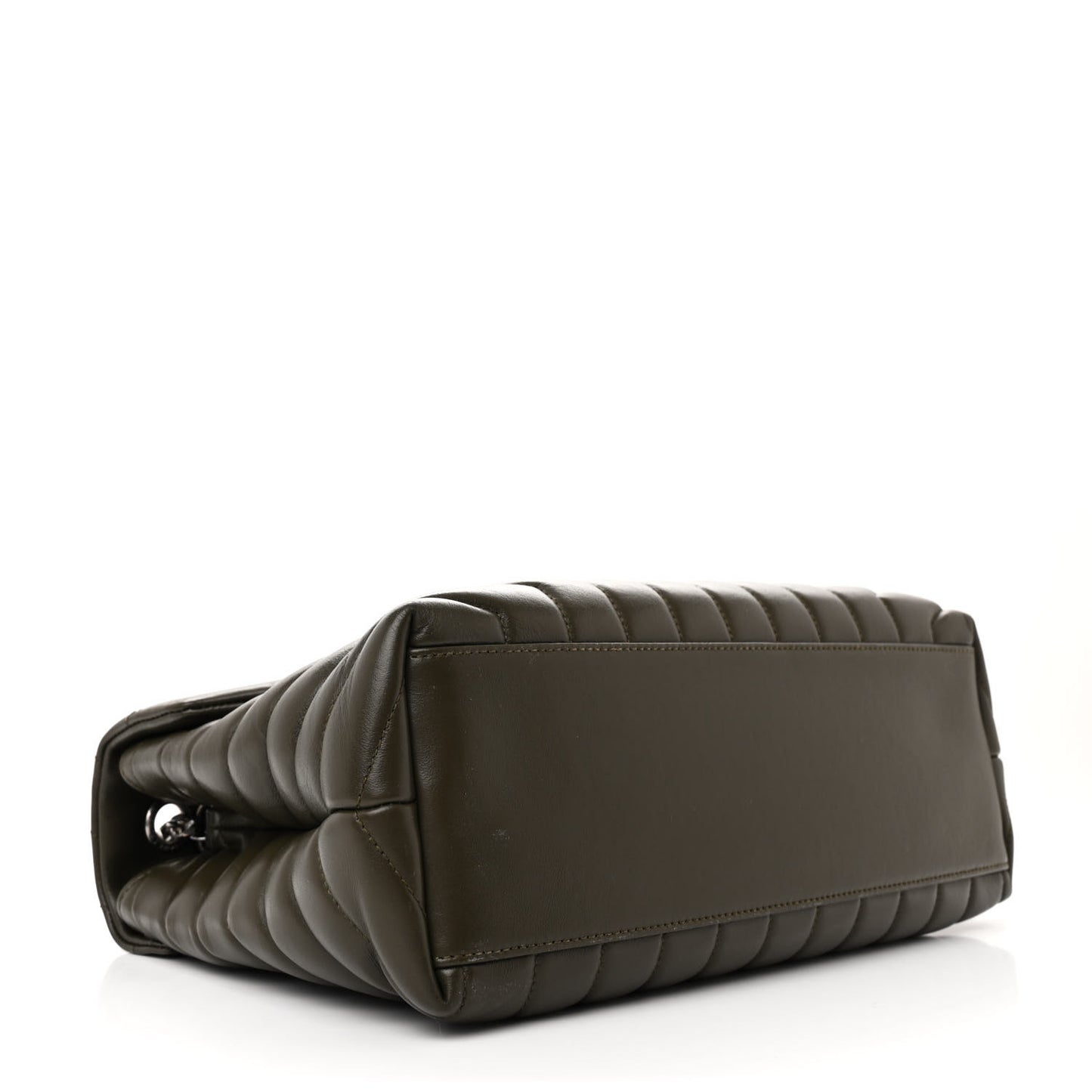 Calfskin Y Quilted Monogram Medium Loulou Chain Satchel Kaki Fonce