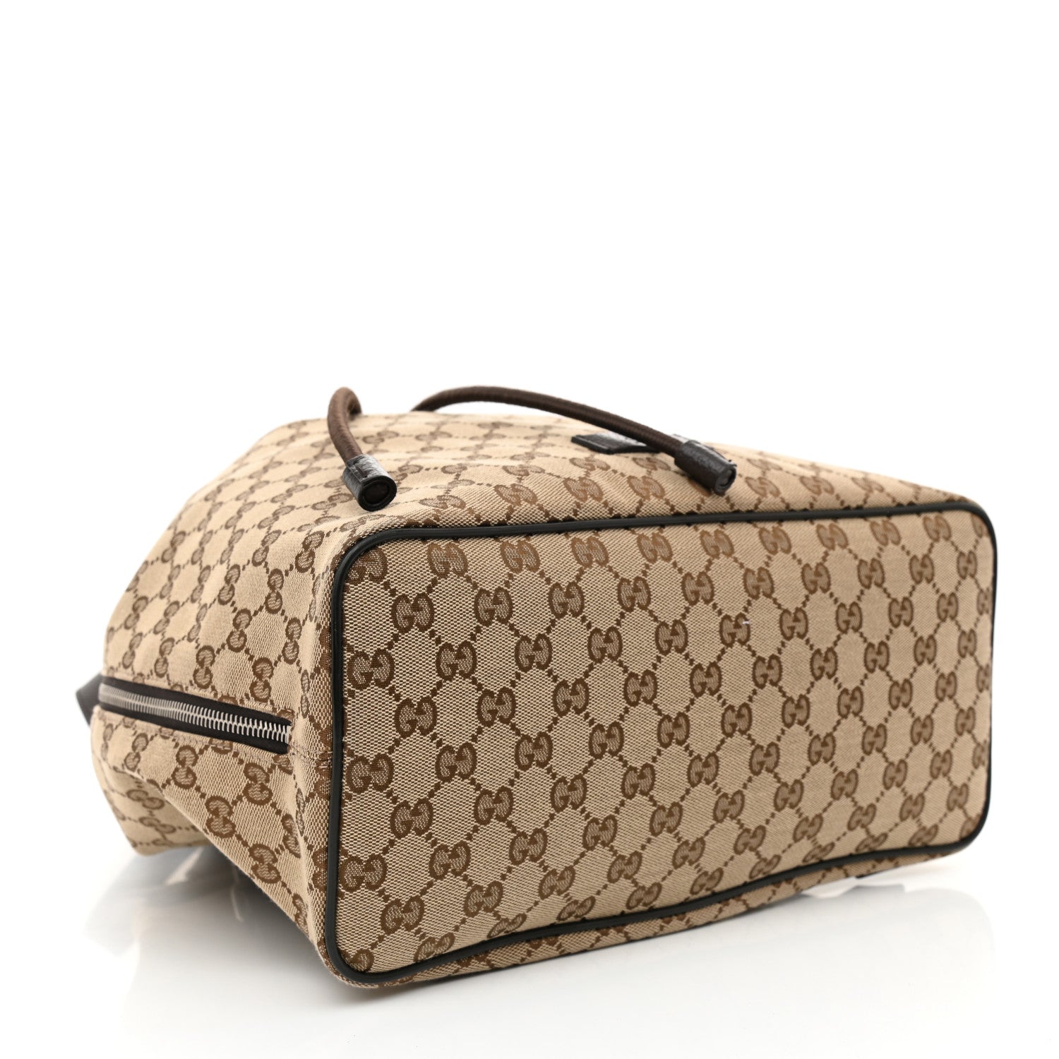 Gucci Monogram Dollar Calfskin O Drawstring Backpack Beige Ebony Testa di Moro Dark Chocolate 4 of 9