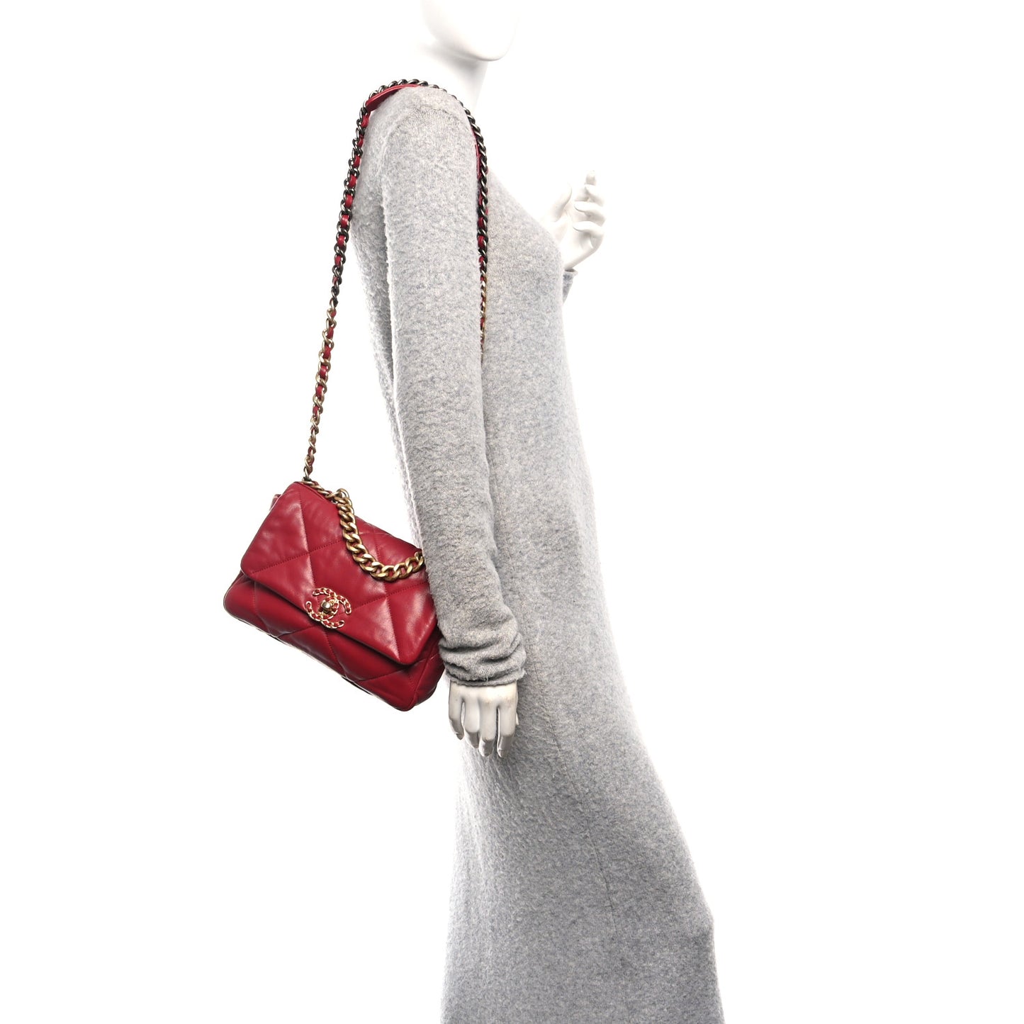 Goatskin Quilted Medium Chanel 19 Flap Red