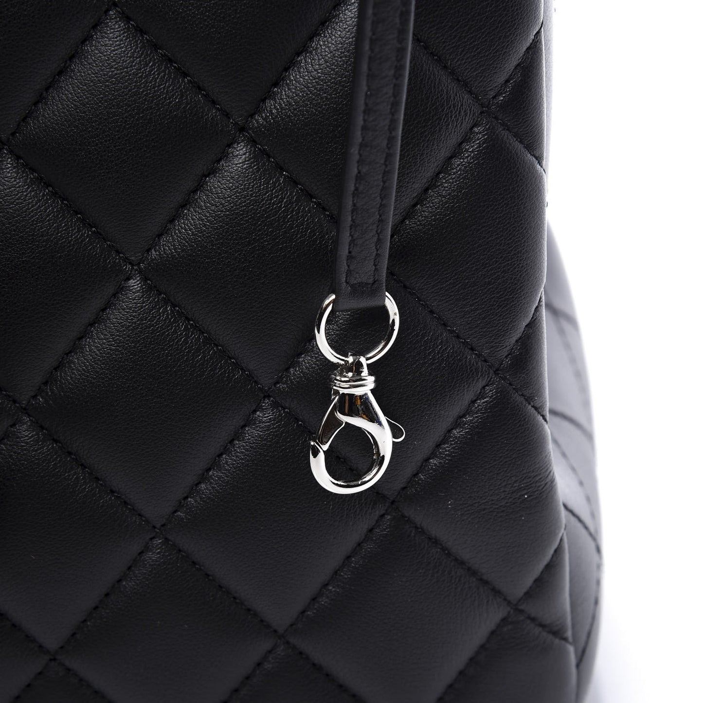 Calfskin Quilted Large CC Shopping Tote Black