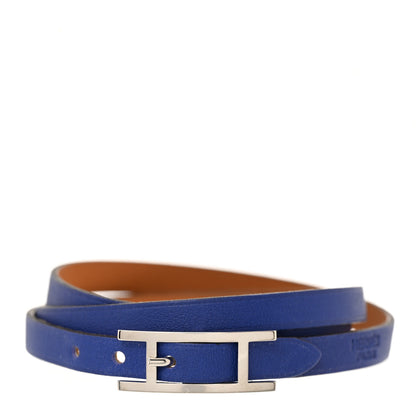 Hermes Swift 3MM Hapi Triple Tour Wrap Bracelet S Bleu Electrique Gold 1 of 10