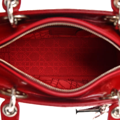 Christian Dior Patent Cannage Medium Lady Dior Red 5 of 19