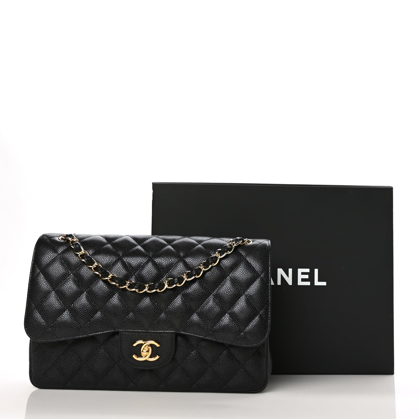 Caviar Quilted Jumbo Double Flap Black