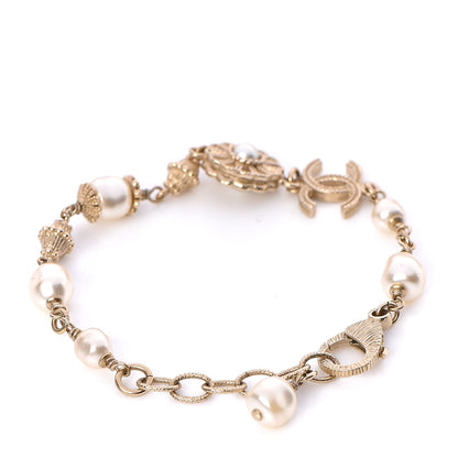 Chanel Pearl Crystal CC Flower Bracelet Gold 4 of 5