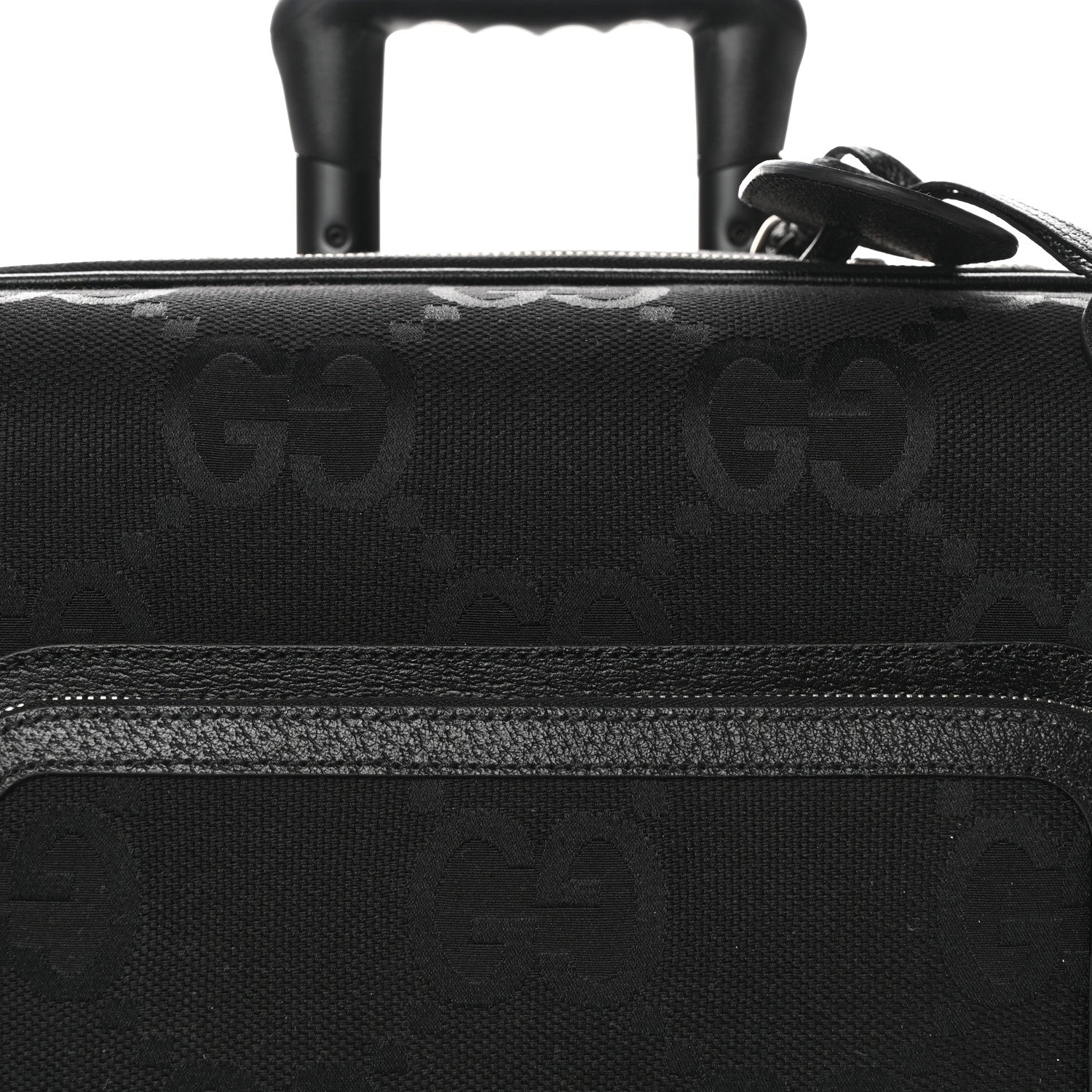 Gucci Monogram Jumbo GG Textured Dollar Calfskin Small Carry On Trolley Black 7 of 12