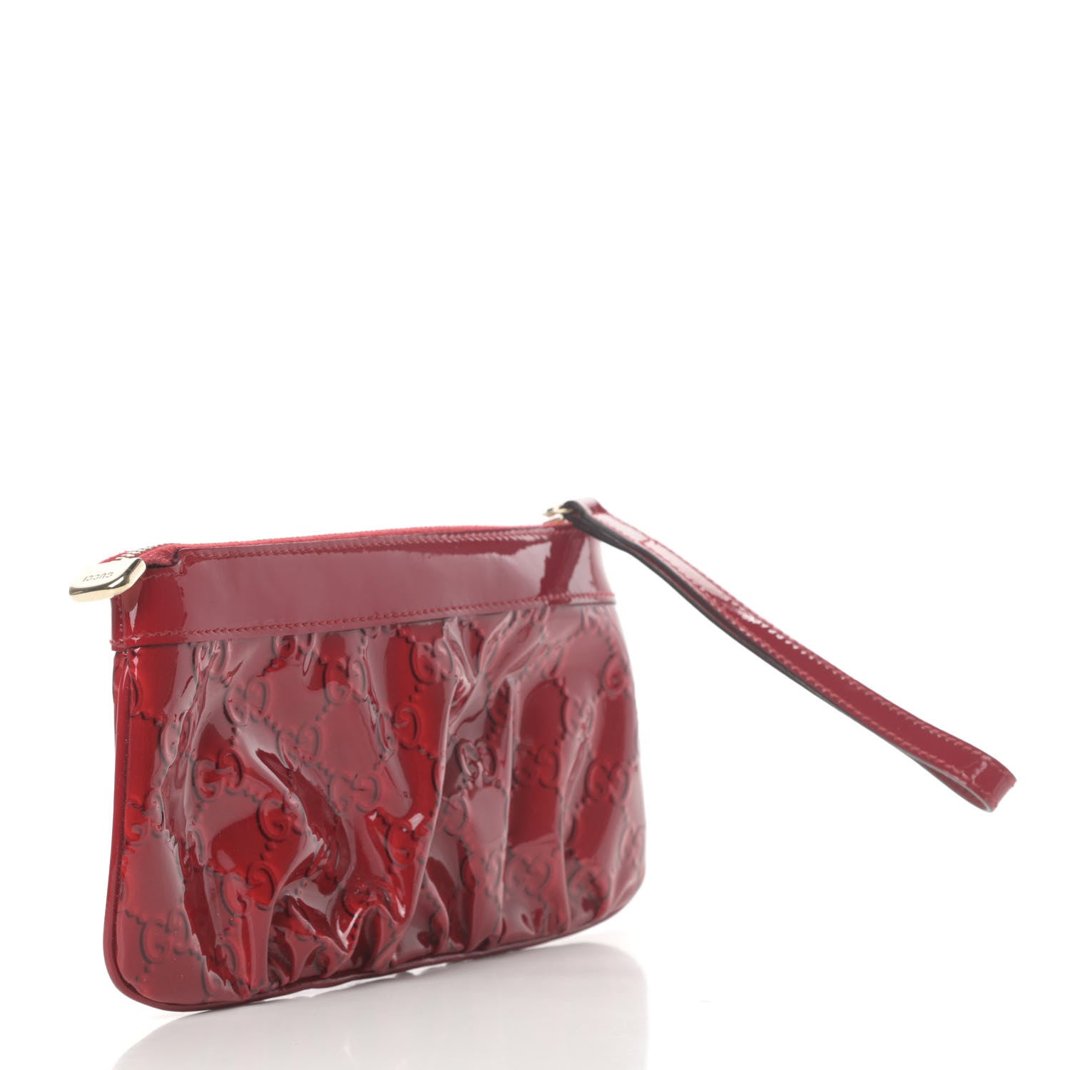 Gucci Patent Guccissima Wristlet Pouch Red 3 of 9
