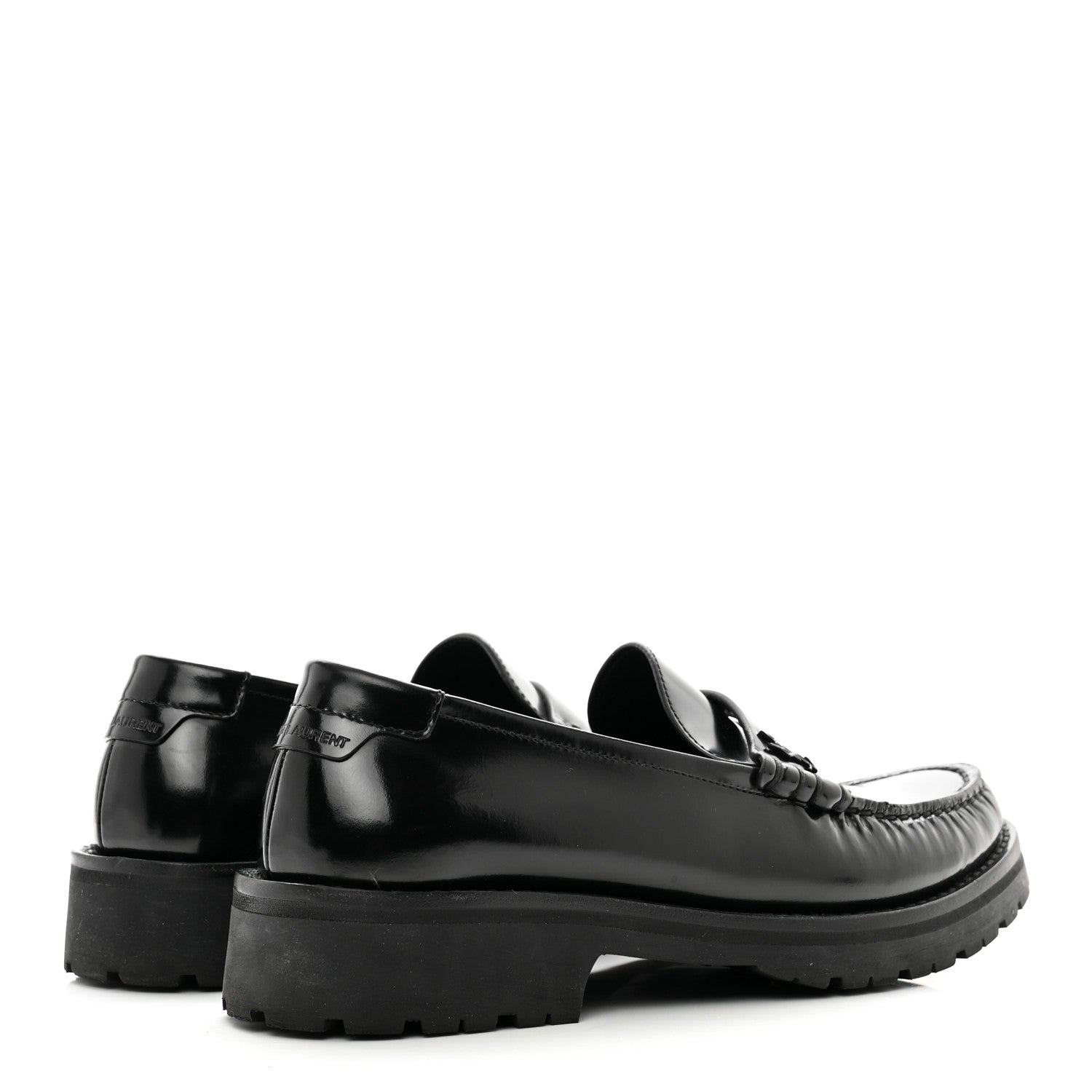 Saint Laurent Glazed Calfskin Chunky Le Loafer Penny Slippers 37.5 Black 4 of 8