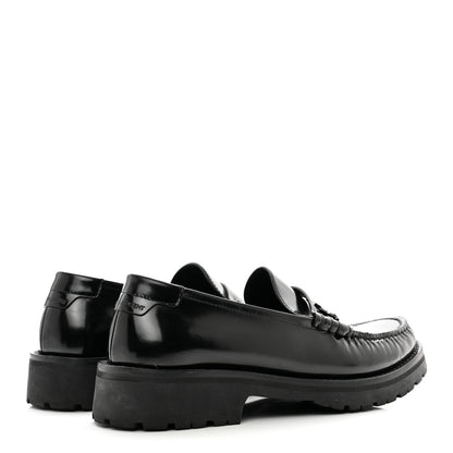 Saint Laurent Glazed Calfskin Chunky Le Loafer Penny Slippers 37.5 Black 4 of 8