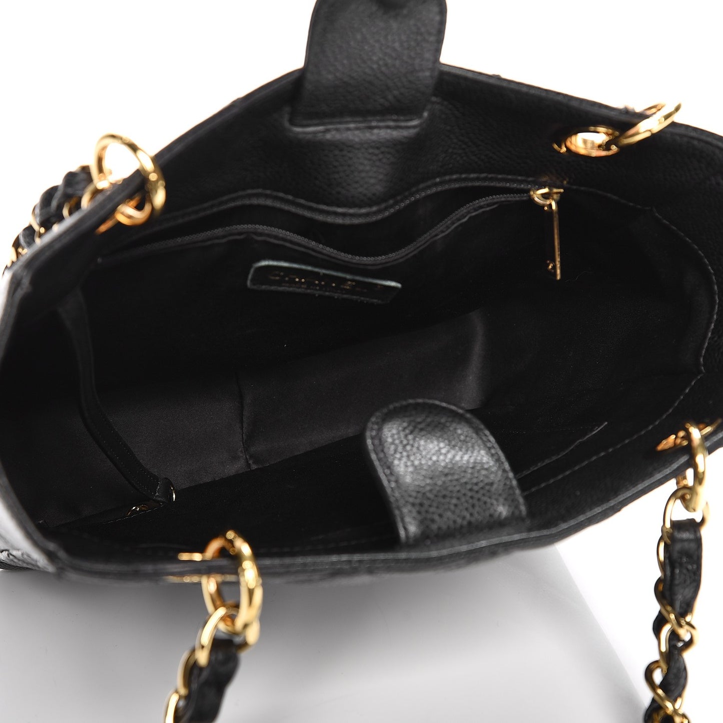 Caviar Quilted Petit Shopping Tote PST Black