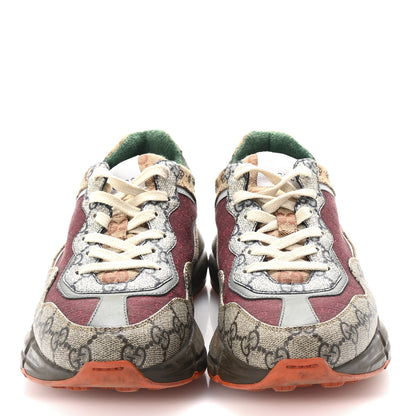 Gucci GG Supreme Monogram Mix Monogram Womens Rhyton Sneakers 39.5 Bordeaux Beige Ebony 3 of 8