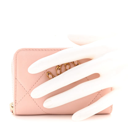 Chanel Lambskin Quilted 19 Zip Around Coin Purse Wallet Light Pink 2 of 8