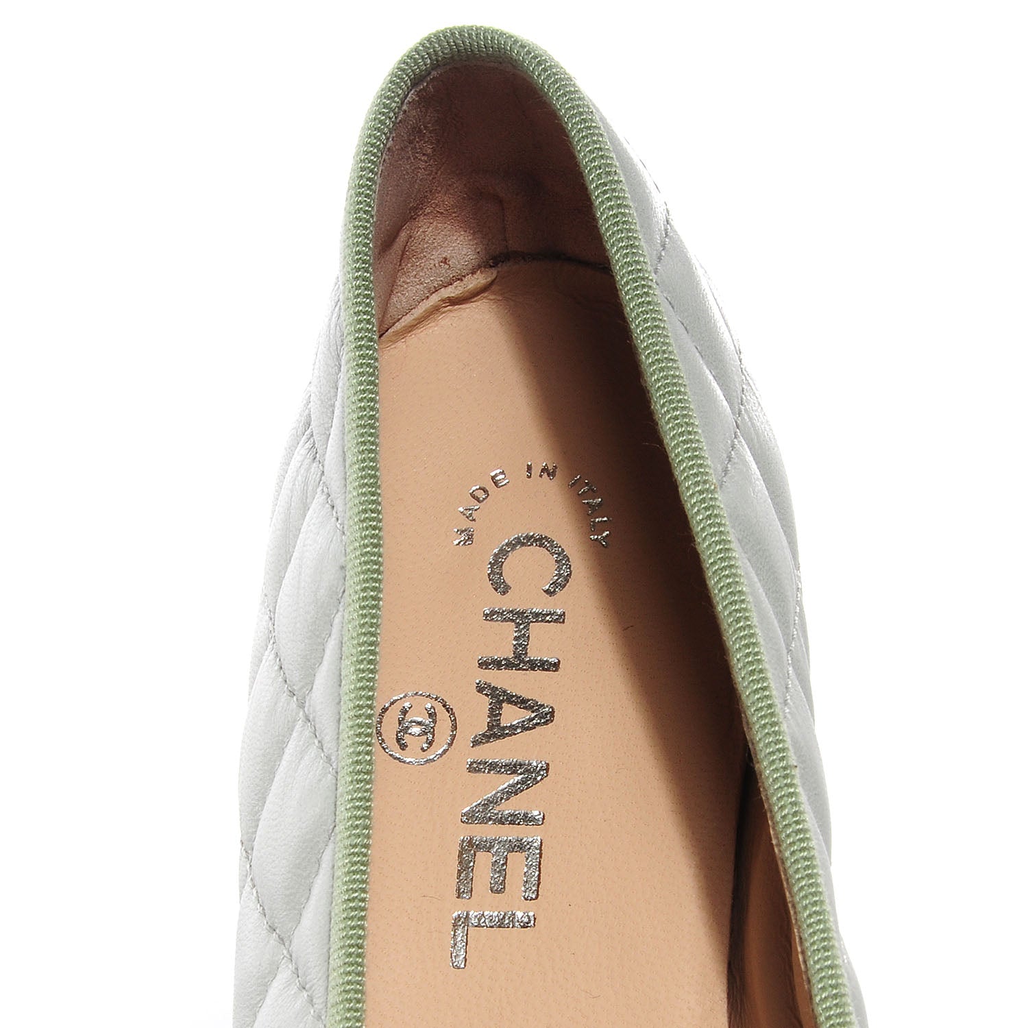 Chanel Quilted Leather CC Ballerina Flats 39 Green 7 of 9